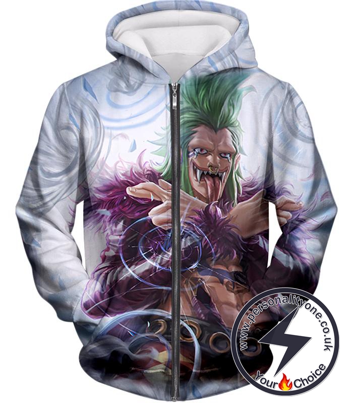 One Piece Cool Super Rookie Bartolomeo Barrier Devil Fruit Action Zip Up Hoodie